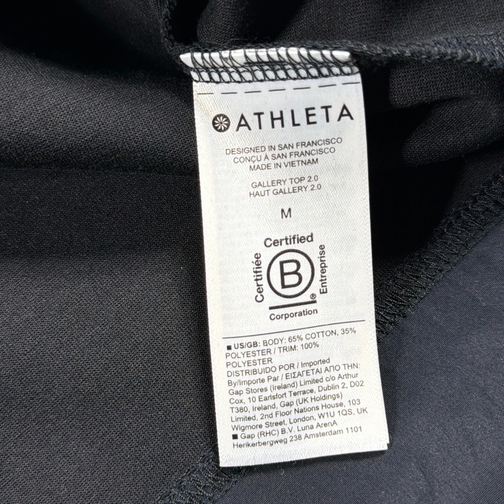 Athleta Gallery Top 2.0 Women Medium Layered Mixed Media Black Minimalist Casual - Picture 7 of 10